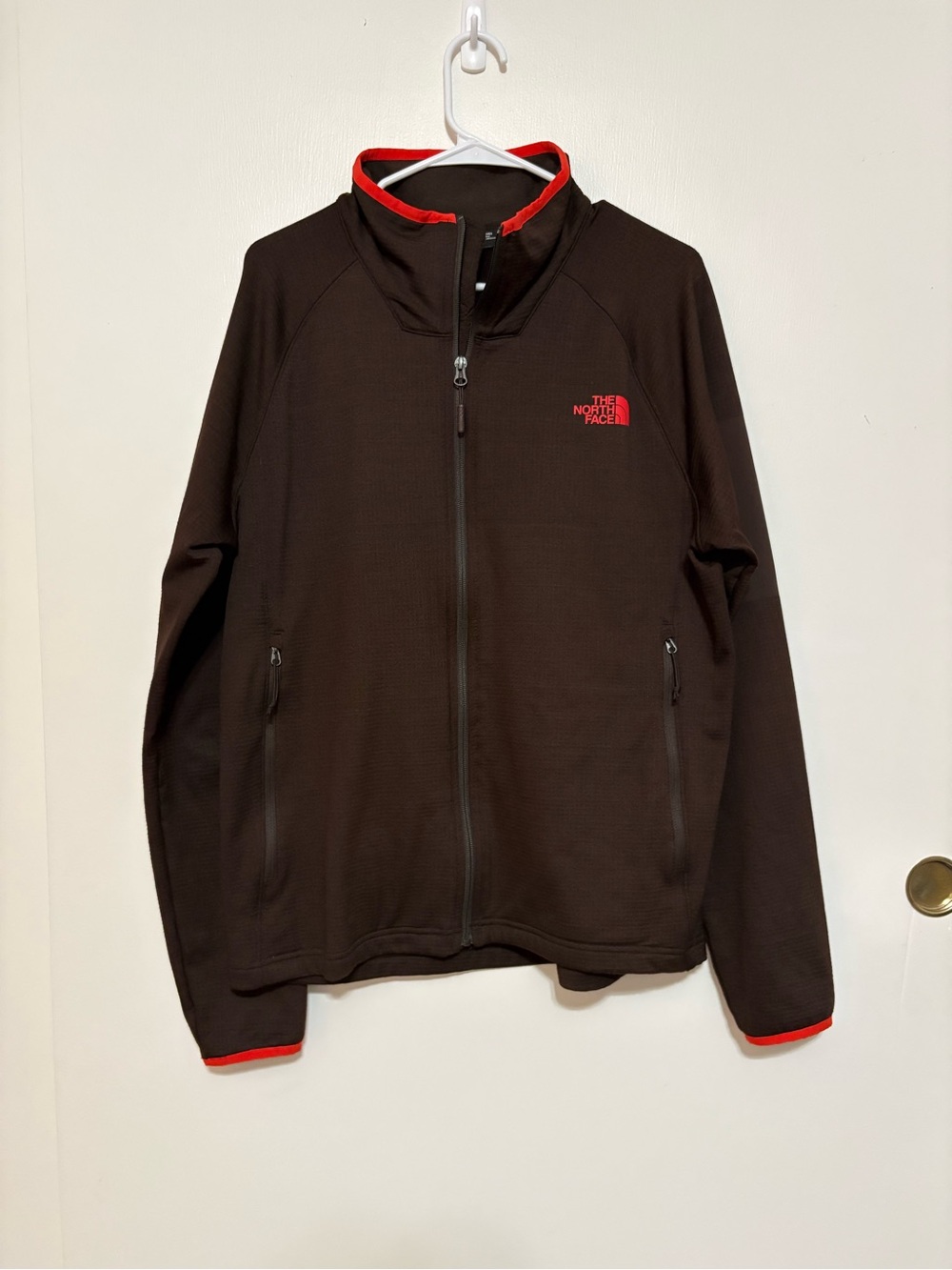 The North Face TKA Stealth L Waffle Knit Fleece Lined Jacket Black Red